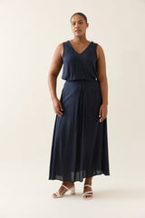 Oline Pleat Skirt - Navy