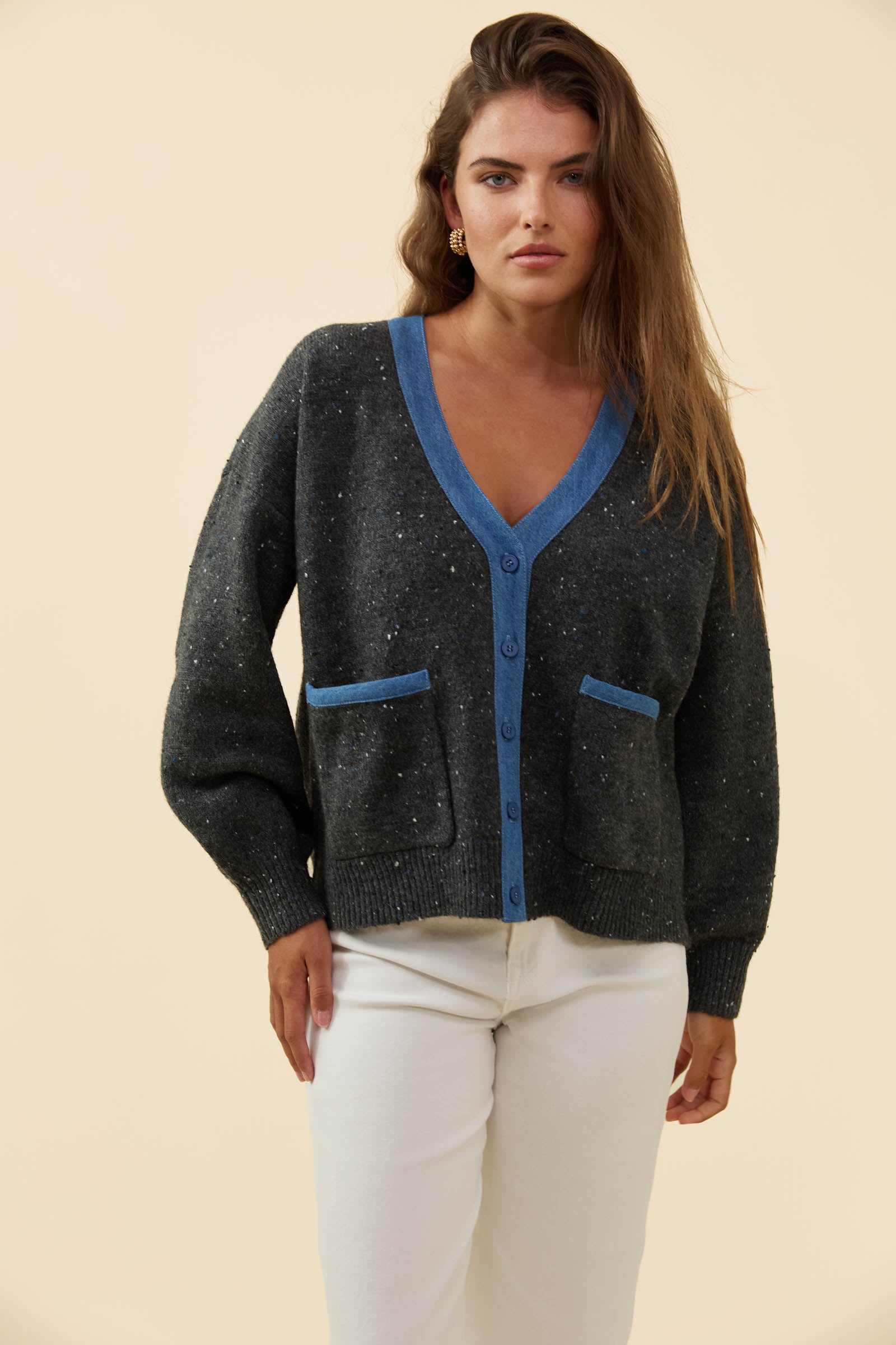 Faye Denim Cardigan - Charcoal