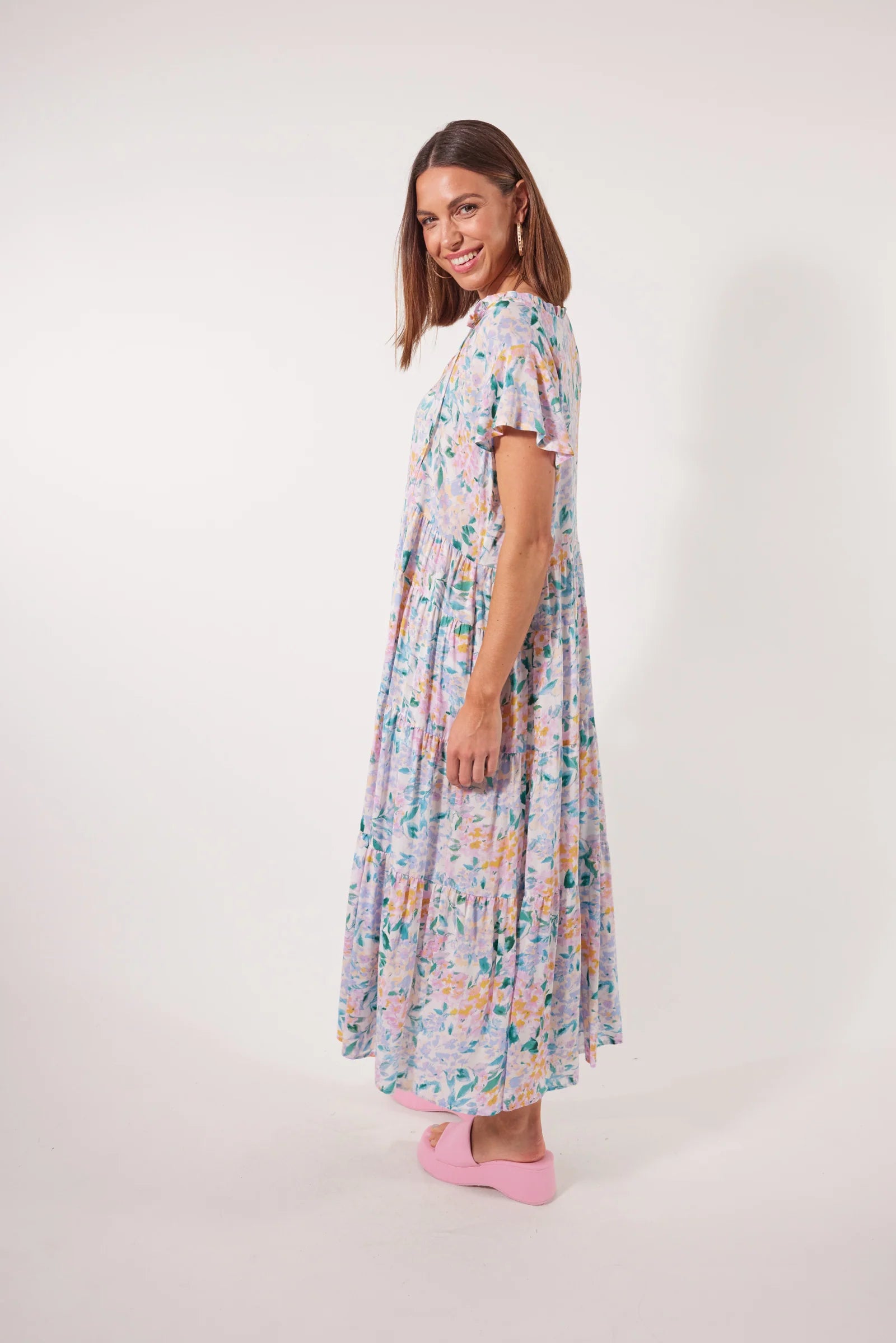 Botanical Tiered Dress - Salt Hydrangea