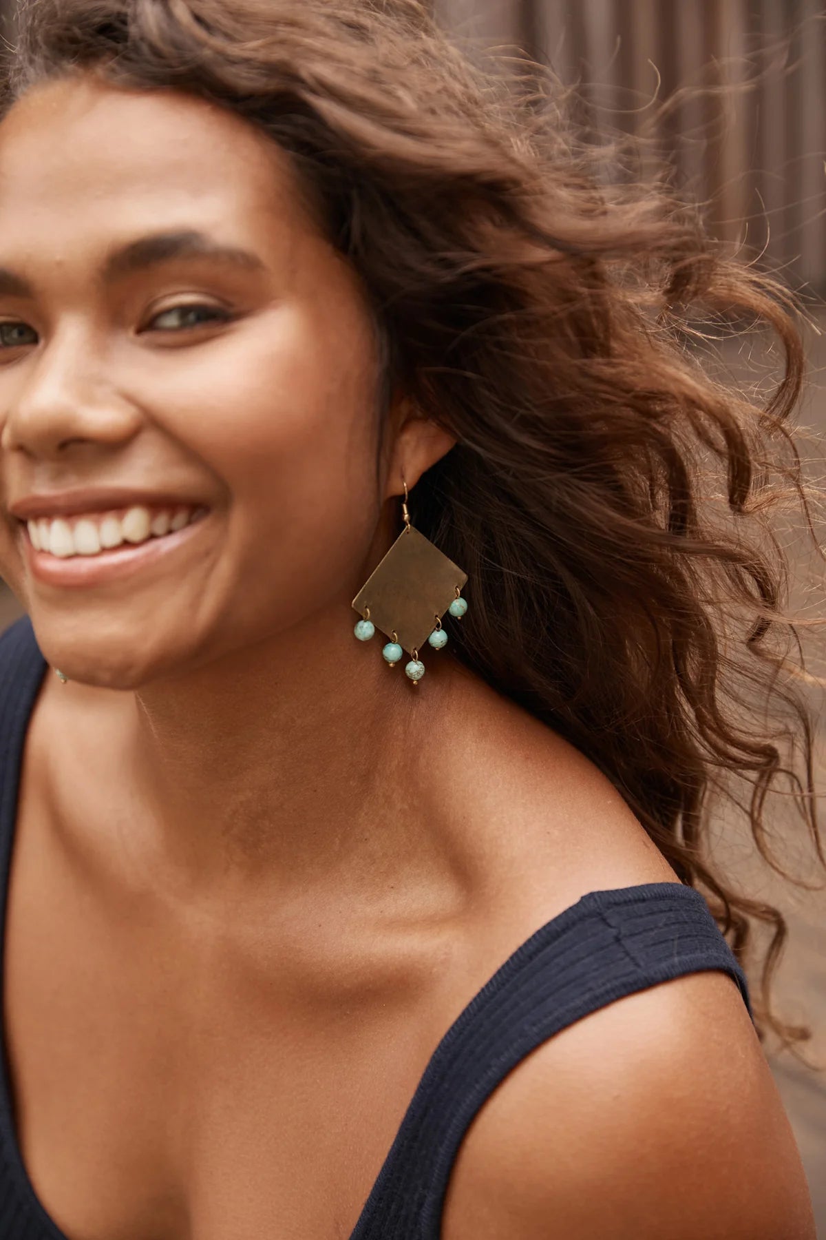 Chalice Bead Earring   - Turquoise