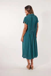 Botanical Shirt Dress - Teal