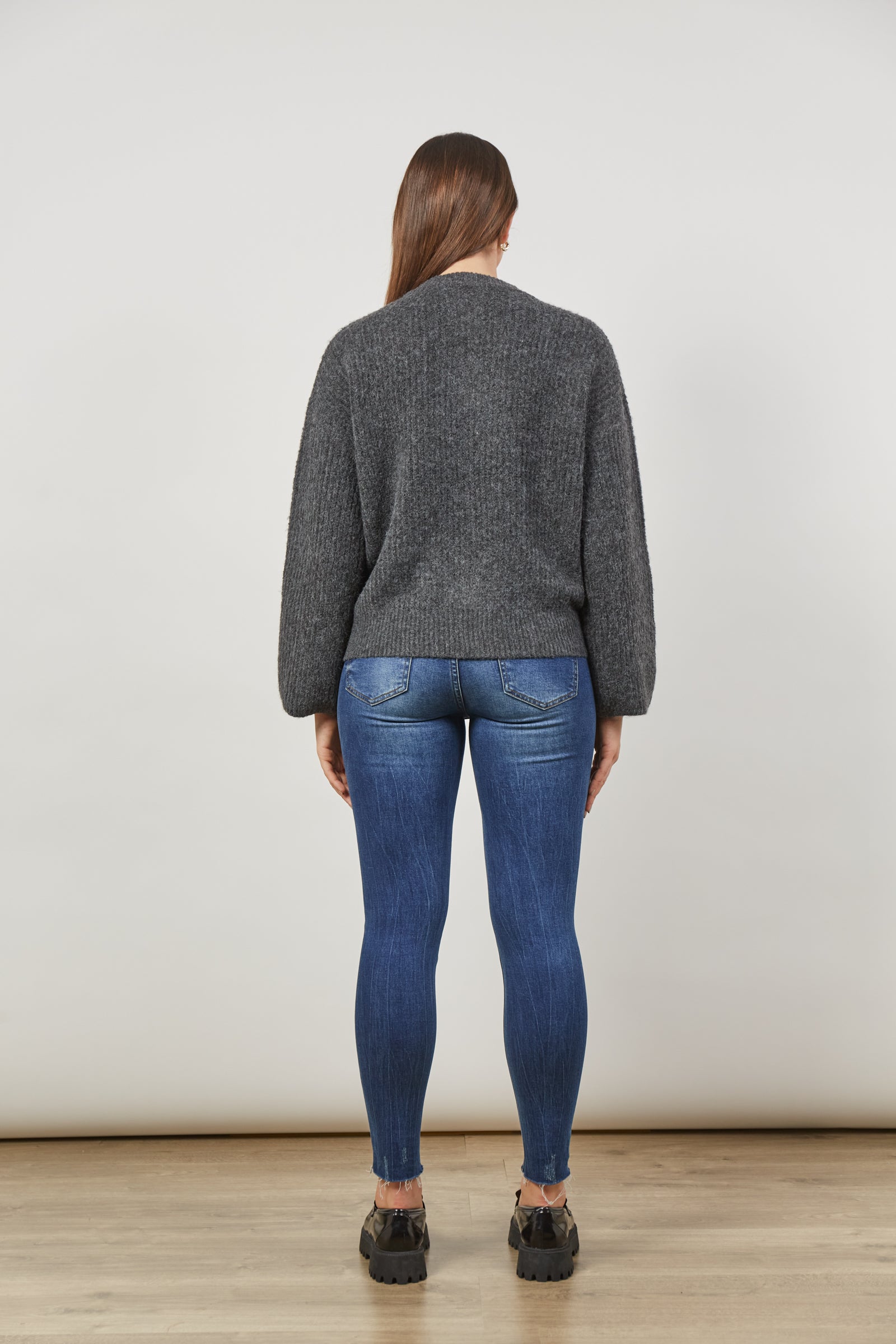 Avenue Button Jumper - Ash
