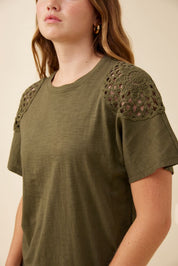 Eva Crochet Tshirt - Olive