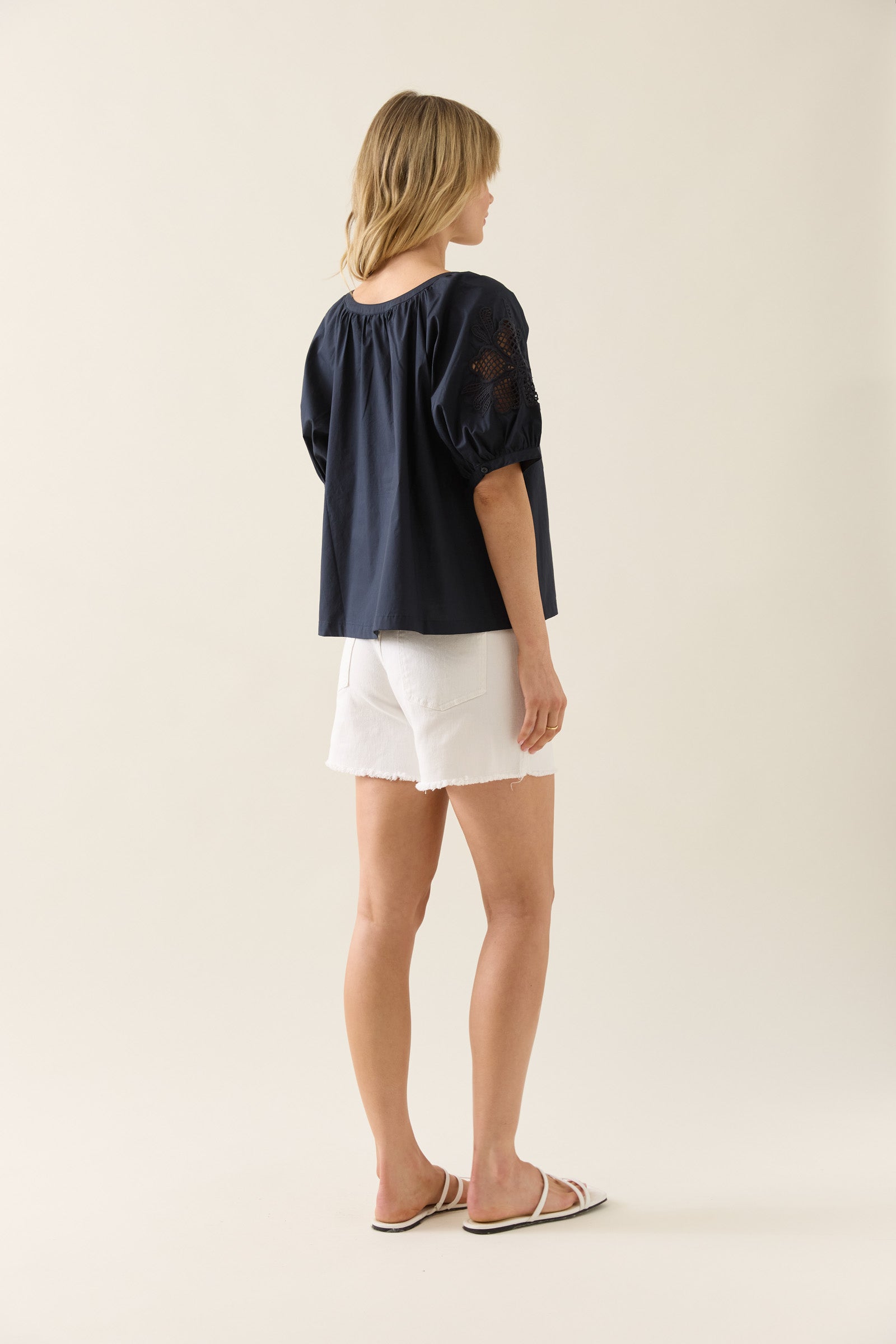 Nilsa Button Top - Navy