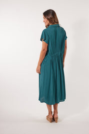 Botanical Shirt Dress - Teal