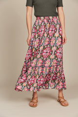 Esme Maxi Skirt - Olive Fleuron