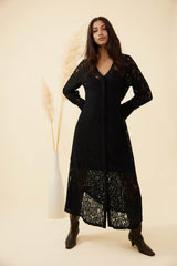 Cara Lace Maxi Dress - Raven