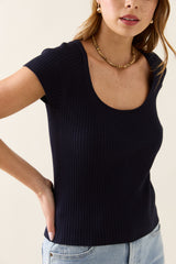 Adele Knit Tshirt - Navy