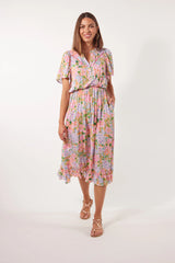 Botanical Midi Dress - Sunset Hydrangea