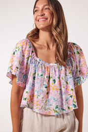 Flora Crop Top - Salt Hydrangea